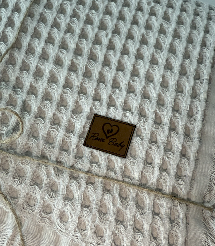 Püsküllü Waffle Pike Battaniye Gri
