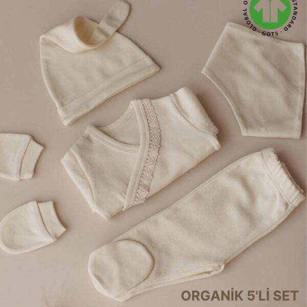 Organik Boyasız Dantelli 5'li Hastane Çıkışı
