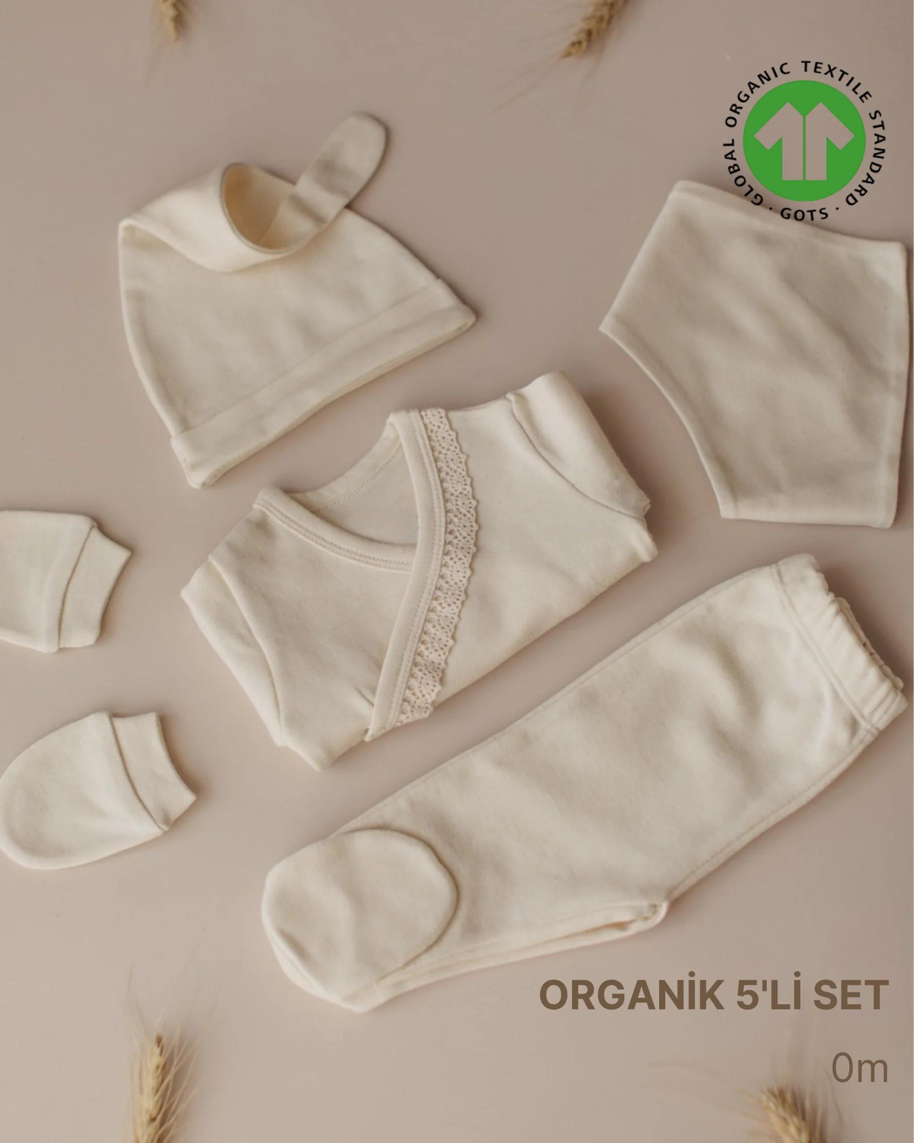JKJK Organik Boyasız Dantelli 5'li Hastane Çıkışı - Görsel 1