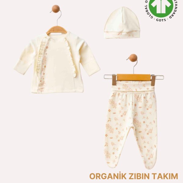 Organik Bej Zıbın 3'lü Takım